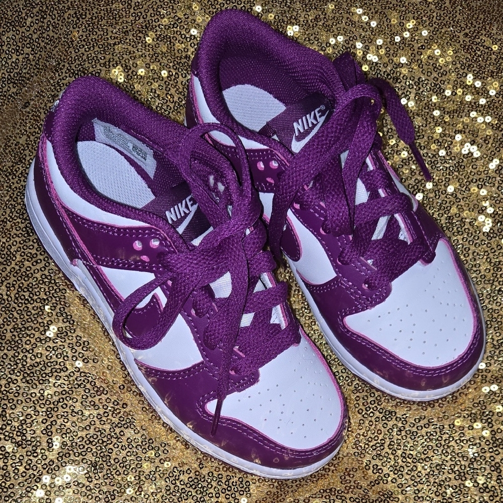 Nike Purple and White Sneakers Classic Dunk Design